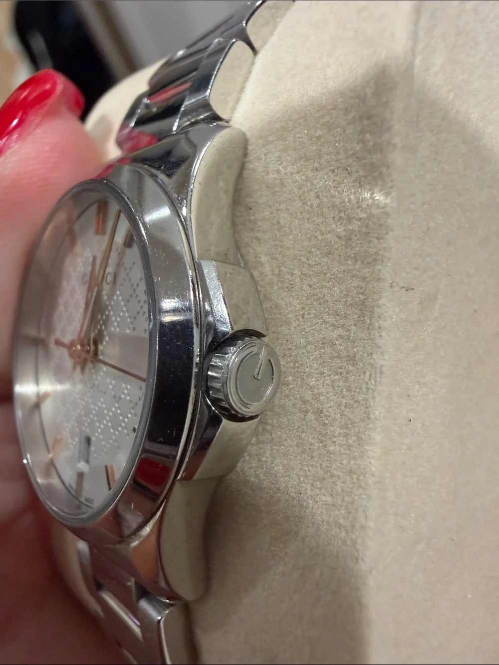 Gucci Silver Stainless Steel Men's Watch with Rose Gold Accents
